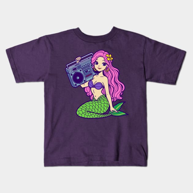 Mermaid Radio Kids T-Shirt by DavesTees